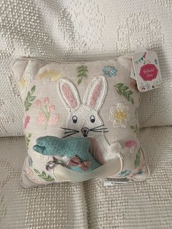 Cottontail Lane Easter Bunny Embroidered Pillow