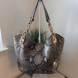 MICHAEL KORS Python Printed Suede Tote Bag