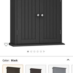 ChooChoo Bathroom Wall Cabinet, Over The Toilet Space Saver Storage Cabinet, Medicine Cabinet with 2 Door and Adjustable Shelves, Cupboard (Black)
