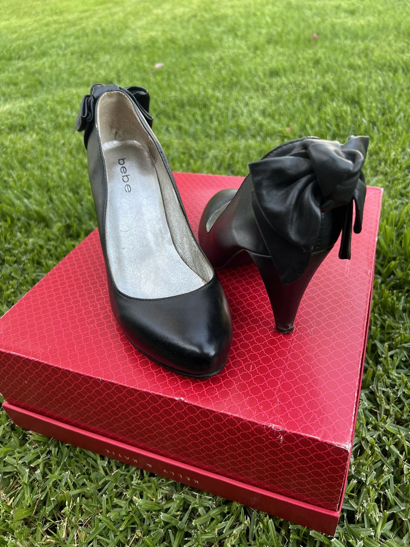 Bebe Bow Black Pump Shoes