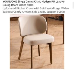 YOUNUOKE Modern PU Leather Dining Chair Khaki