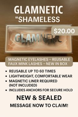 Glamnetic “Shameless” Magnetic Eyelashes – Reusable Faux Mink Lashes – New in Box