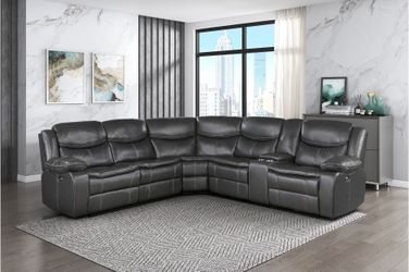3 PIECE GREY POWER RECLINING SECTIONAL 100 DAYS SAME AS CASH NO CREDIT NEEDED 