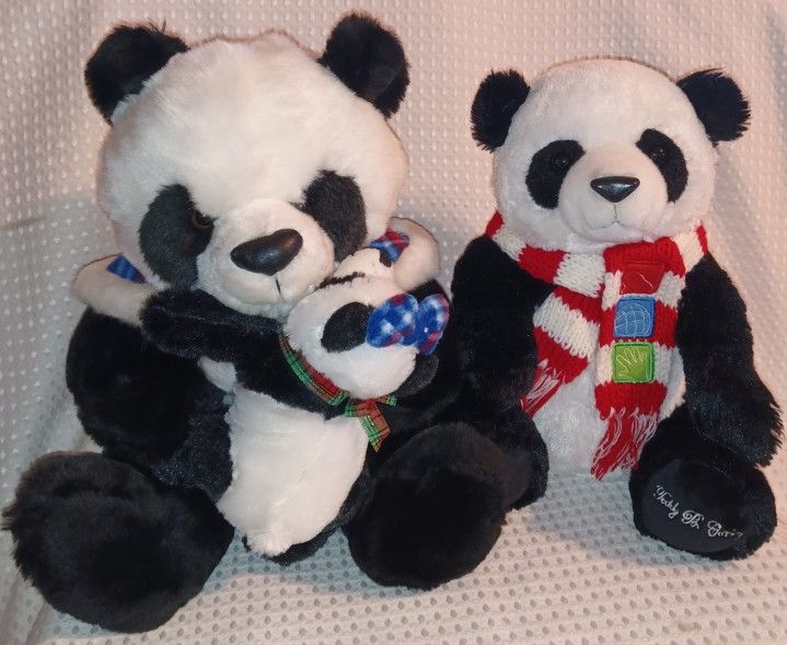 Panda Bear Family Christmas Plush $15