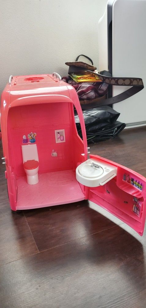 Pre Loved, 2014 Pink, Barbie Pop Up, RV Camper Girls Camping Toy Trailer  Barbie Travel Van Glamping 