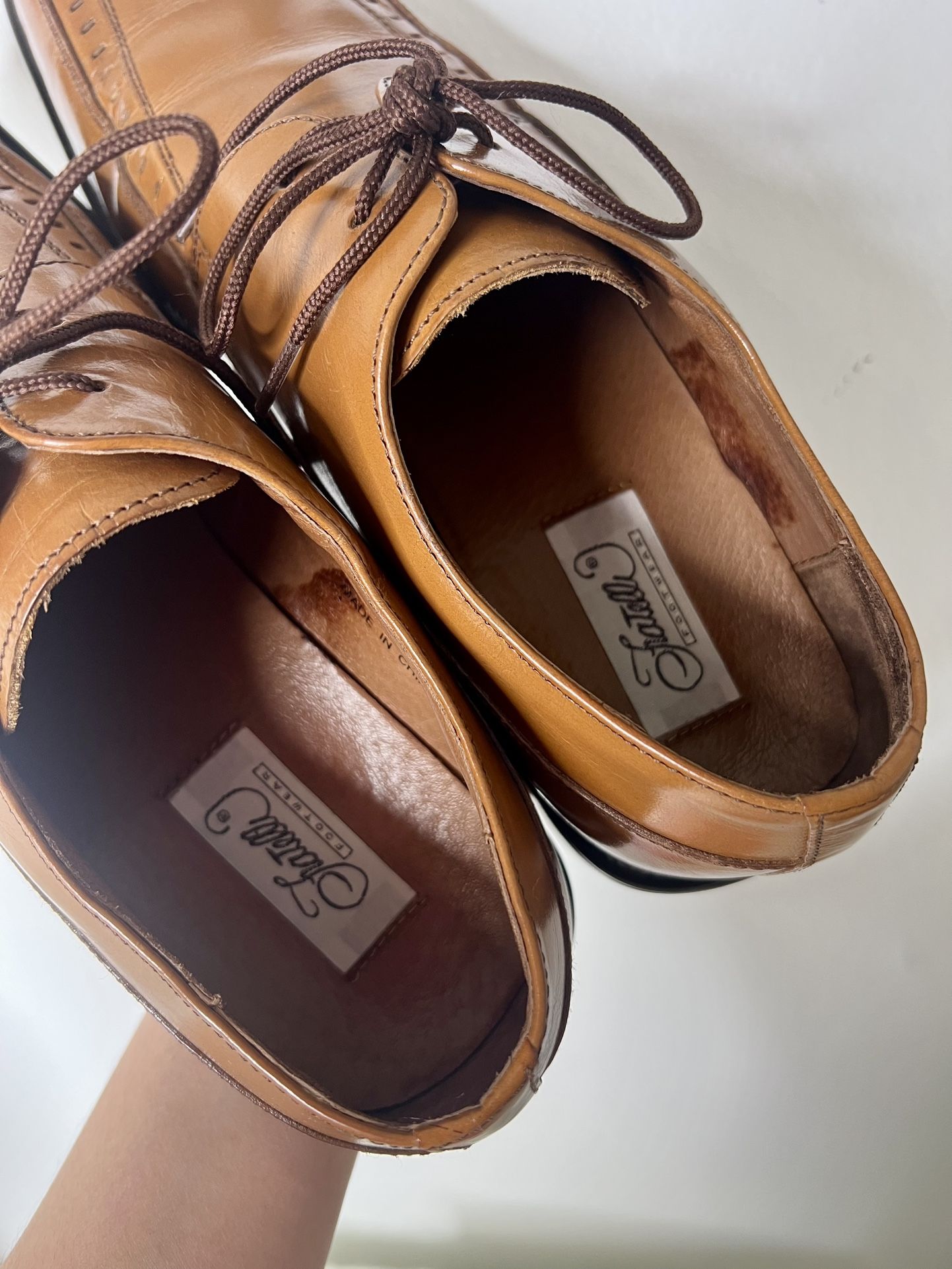 Fratelli Footware Mens Leather Khaki Square Dress Shoes Size 