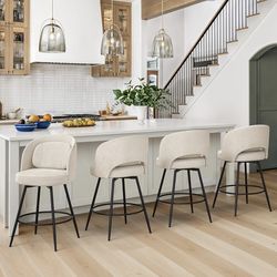 4X Linen color 26” swivel fabric barstools