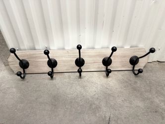 Rustic Wall-Mounted Coat Rack with 5 Double Hooks – Farmhouse Style