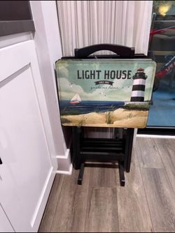 Lighthouse TV Tray Table Set with Stand