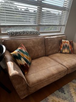 John Lewis Leather Sofa — 3 Seater — Tan