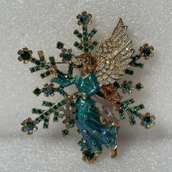 Kirks Folly Snowflake And Angel With Wings Brooch Pendant 