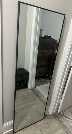 Full Length Floor Mirror Black Thin Frame