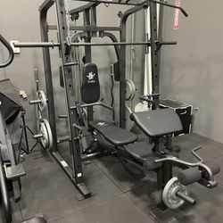 Vesta Fitness Smith Machine 1001 w/Bench Attachment | 245lb Cast Iron Olympic Weights | 7ft Olympic Bar | Fitness | Gym Equipment | FREE DELIVERY 🚚 