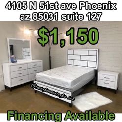 Queen Size Bedroom Set With Pillow Top Mattress And Boxspring Brand New