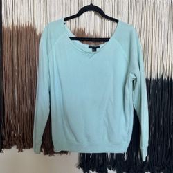 Light teal blue Forever 21 wide neck crewneck sweatshirt; perfect condition