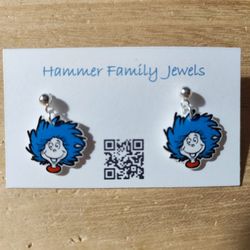 Dr Seuss Inspired Thing 1 And 2 Earrings