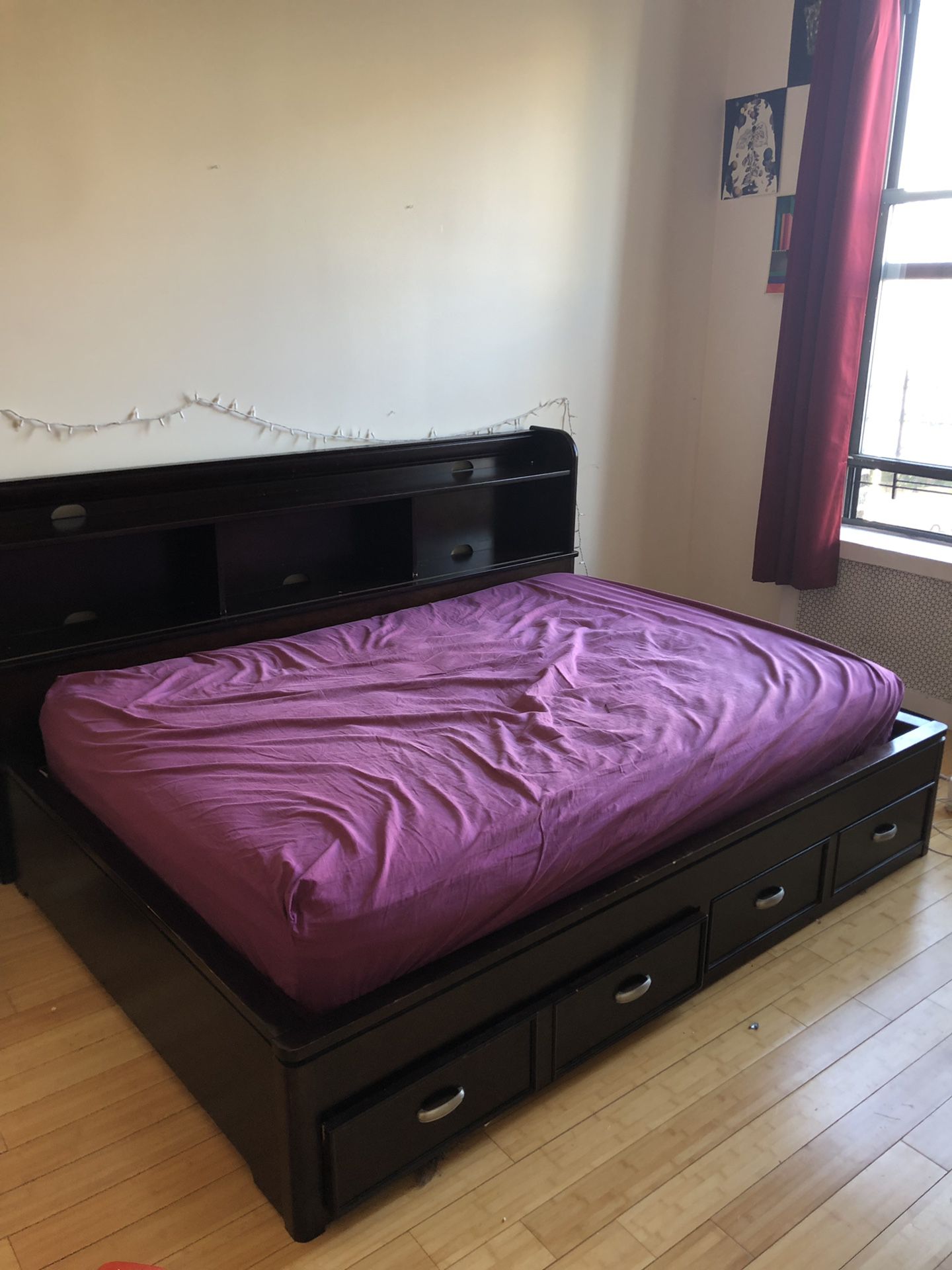 Storage/bookshelf bed frame - full size bed (mattress not included)