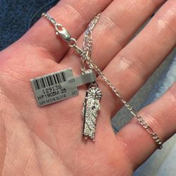 18” 2mm Figaro Silver Necklace With Jesus or Allah Pendant 