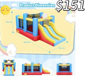 😀 Bounce House, Inflatable Bounce House for Kids 3-12, Bouncy House with 2 Slides for Outdoor Backyard/Indoor, Bouncy Castle, Jump House for Toddlers
