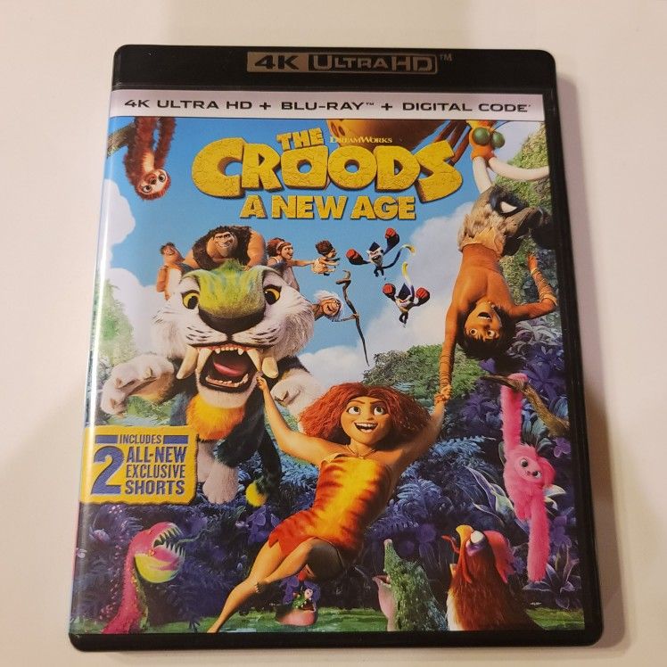 $ 8 4K / BLURAY  COMBO MOVIE. THE CROODS: A NEW AGE. 4K/BLU RAY ONLY. NO DIGITAL. $8. OR TRADE FOR A MOVIE TITLE I DO NOT ALREADY OWN.