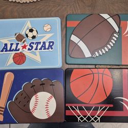 Sports-Themed Wall Decor Set (4 Pieces)