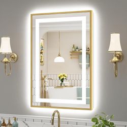 LED Backlit Bathroom Mirror Gold Frame