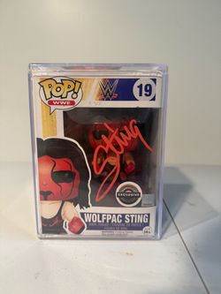 Signed Funko Pop WWE Wolfpac Sting #19 GameStop Exclusive
