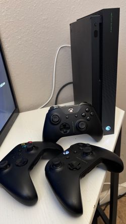 Xbox with controllers