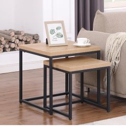 Natural Oak Nesting Table, Coffee Table, End Table, 20" Square Shape,