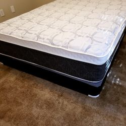 NEW QUEEN PILLOW TOP MATTRESS and BOX SPRING. Bed frame not included 👍