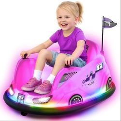 Flybar 12V Glow Bumper Car Ride On Toy 