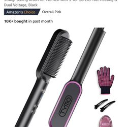 Hair Straightener Brush, TYMO Ring Hair Straightener Comb Straightening Brush for Women with 5 Temps