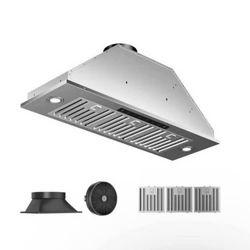 36 in. 900 CFM Convertible Ducted to Ductless Insert Range Hood in Stainless Steel with 3-Speed and LED Lights