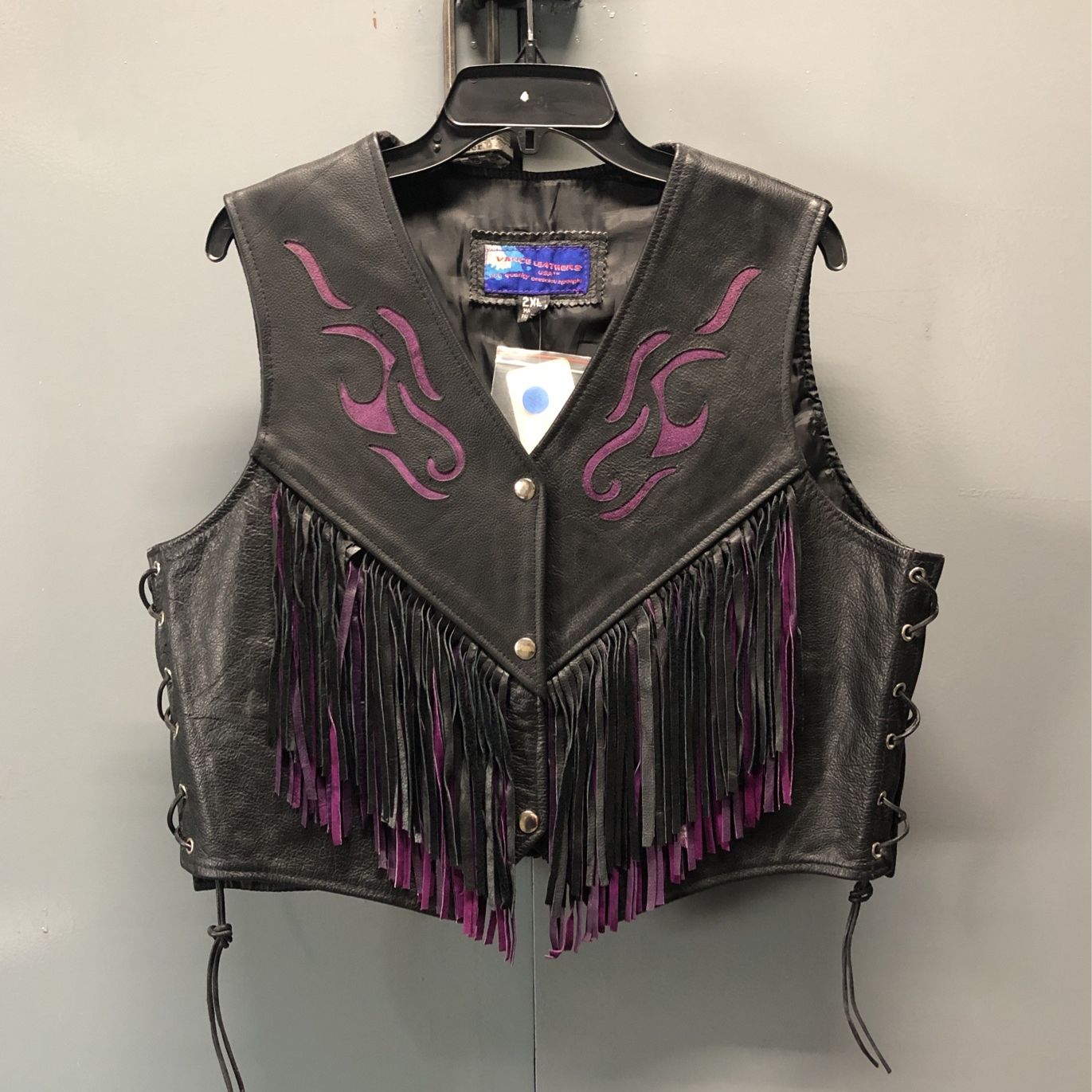 Vance Leathers Purple Flame W/ Fringe Vest