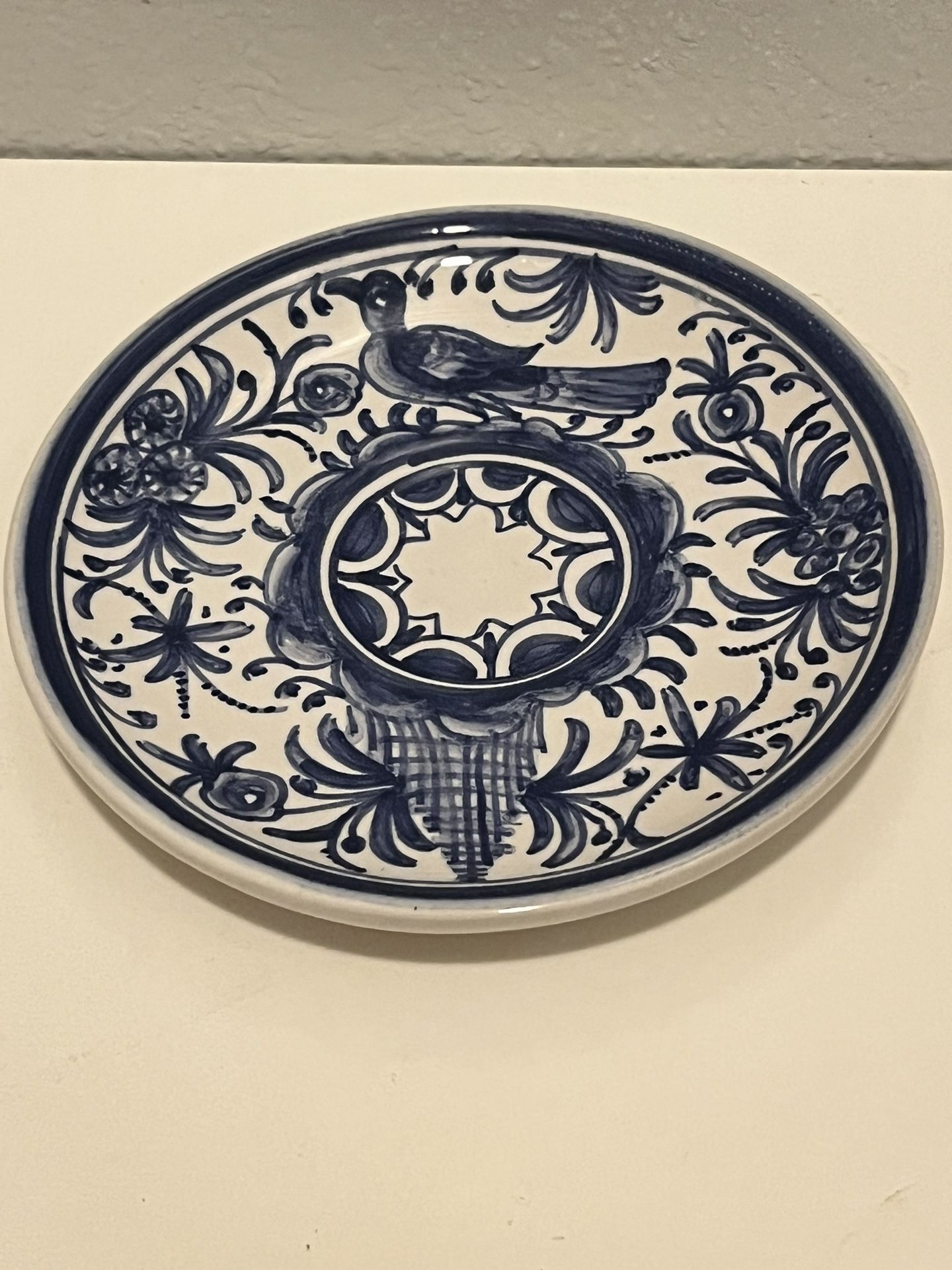 Beautiful antique/vinta blue ceramic Filcer Portugal Colmbro hand painted plate