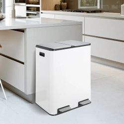 Stainless Steel Dual Trash & Recycling Can – 16 Gallon