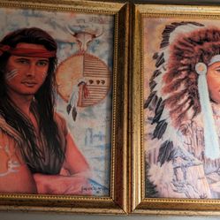 Here are 2 pictures of Indian men, one maybe a warrior, one a chief. 8x10  Gold Frames