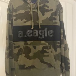 American Eagle Men’s Size Medium Camo Pullover Hoodie & a.eagle Logo; 100% Cotton