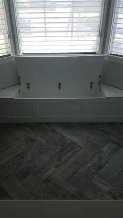 Custom breakfast nook storage cabinet