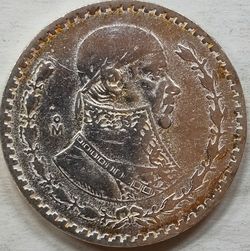 Mexico 1960mo  $ 1 peso " José Morelos " Silver   XF