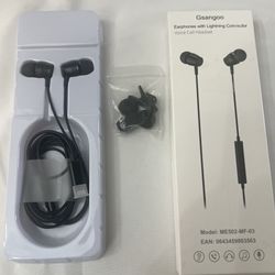 Lightning Headphones for iPhone 13 14 12 Pro Max MFi Certified Lightning Earbuds with Mic Noise Isolation Stereo Bass in-Ear Headphones Lightning Conn