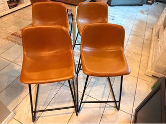 Set of 4 Faux Leather Counter Height Barstools - Good Condition