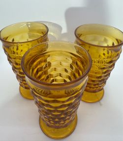 Vintage Amber Glass Tumblers Set of 3