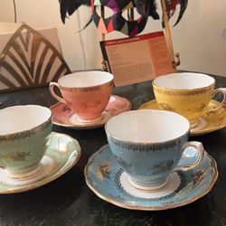 Set of 4 Colclough Vintage Teacup Sets English Bone China Tea |