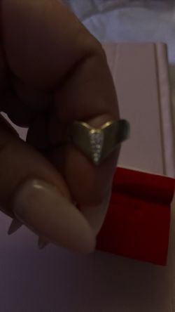 Gold-Tone Heart Ring with Stone Accents