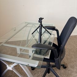 Glass Desk With chair