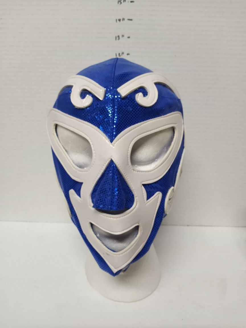 Wrestling Lucha Libre Luchado Mask Blue White