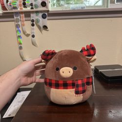 Kellytoy Squishmallow Alfred The Winter Holiday Moose Plaid Scraf 7.5" NWT