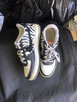 Size 7Y - Nike Air Force 1 Low Zebra Animal Safari Print CU4687-100