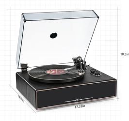 High Fidelity All-in-One Record Player, Vinyl Turntable with Built-in Speakers, Magnetic